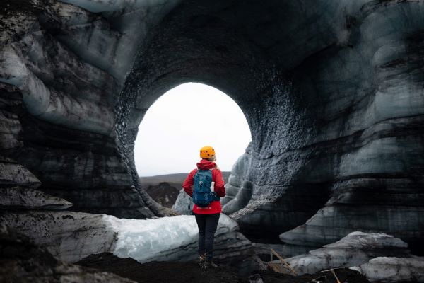 person in katla ice cave