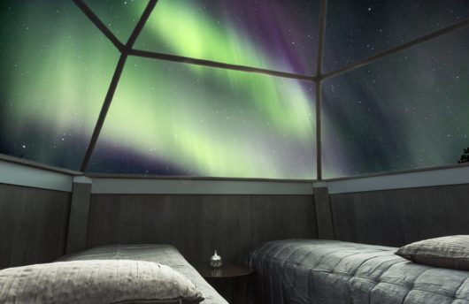 Glass igloo and Northern Lights