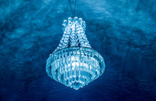 Ice chandelier at Ice Hotel 365