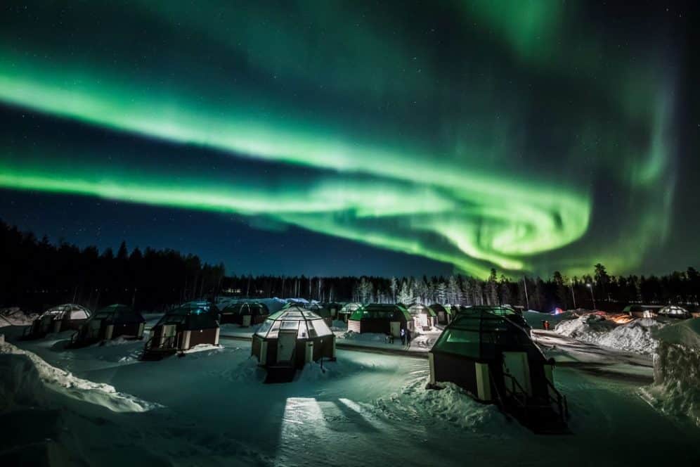 Northern Lights over the glass igloos