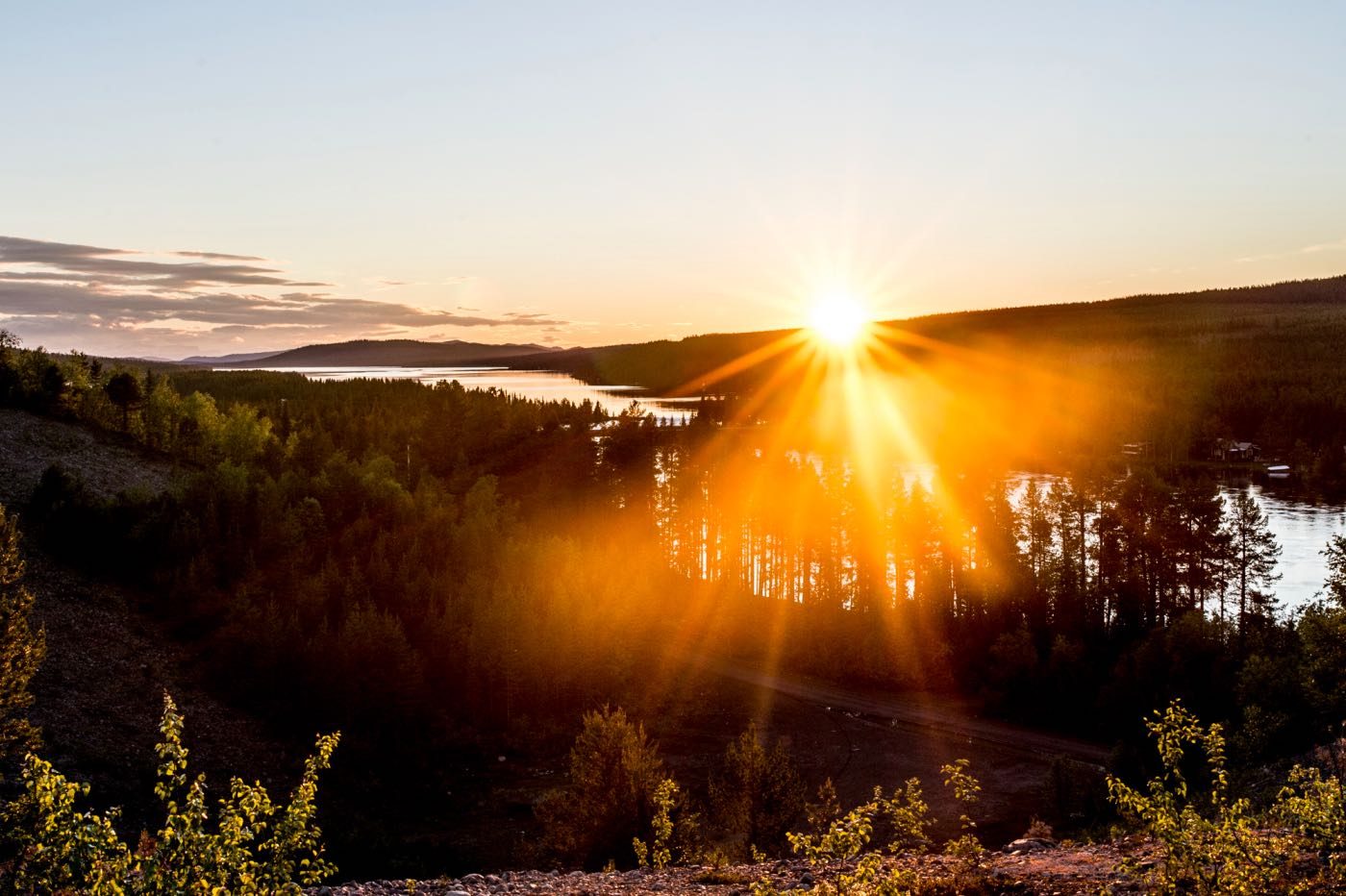 Midnight sun at Icehotel