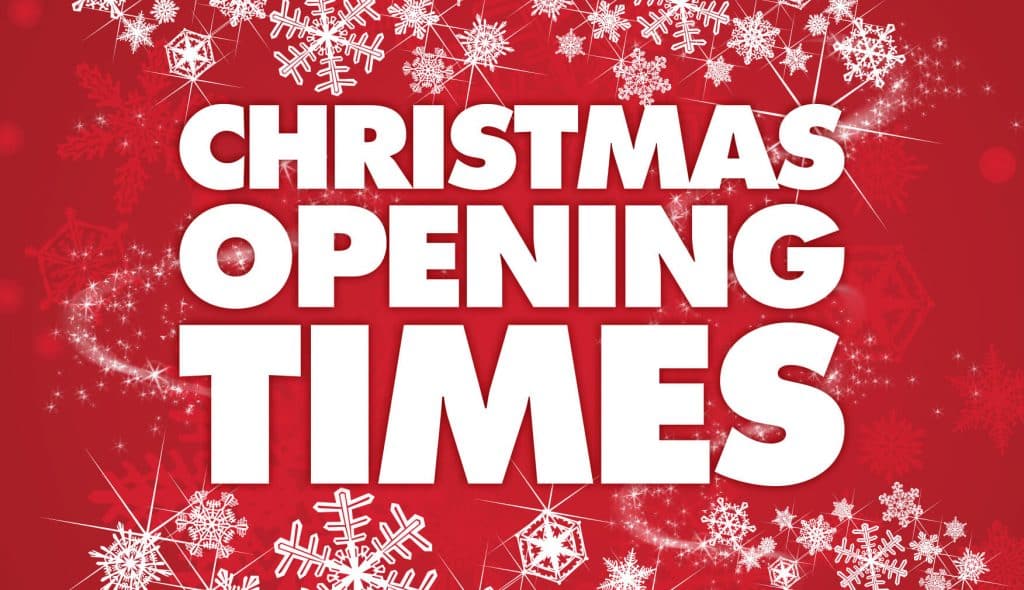 christmas opening times 2019 banner