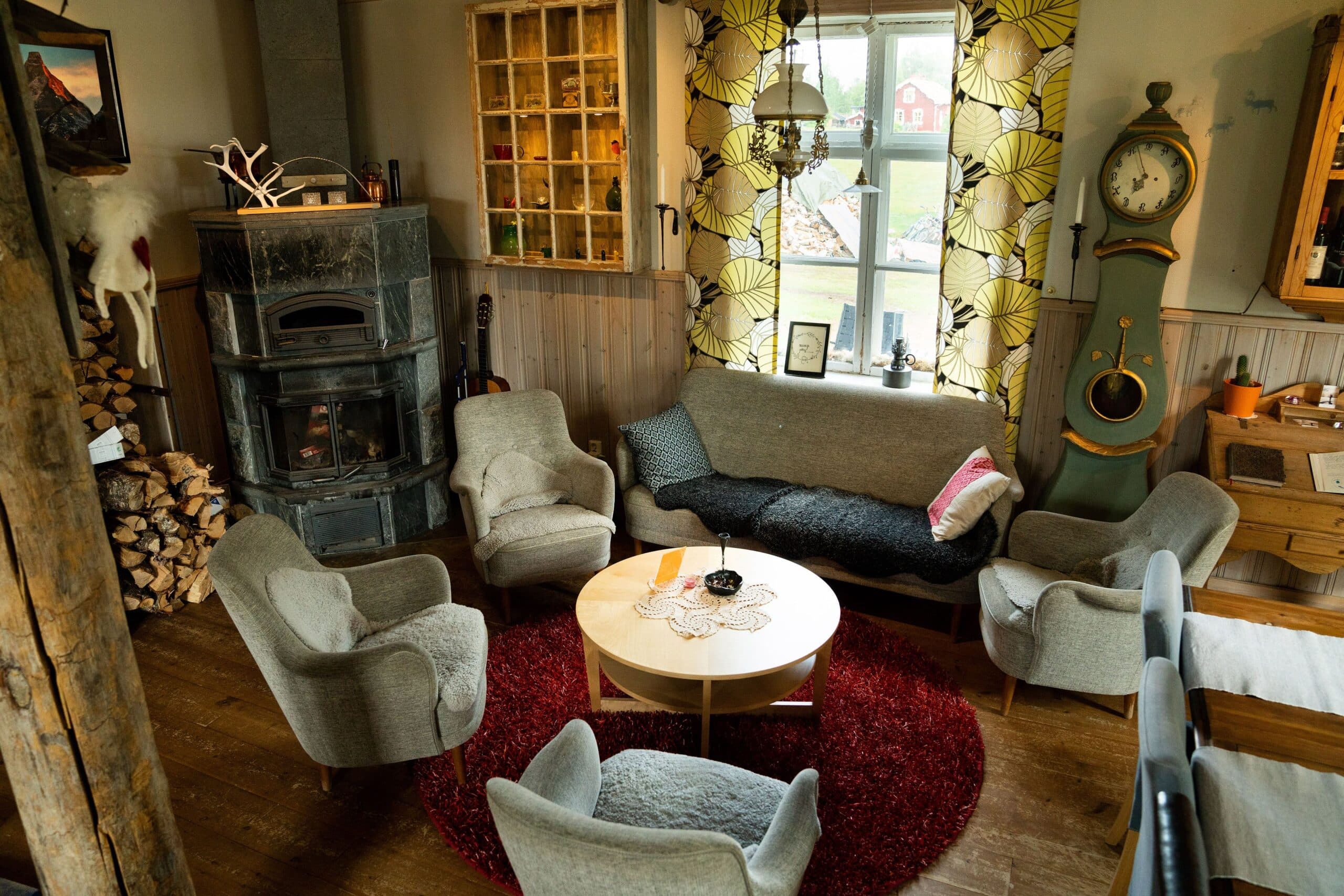 lapland guesthouse interior fire place