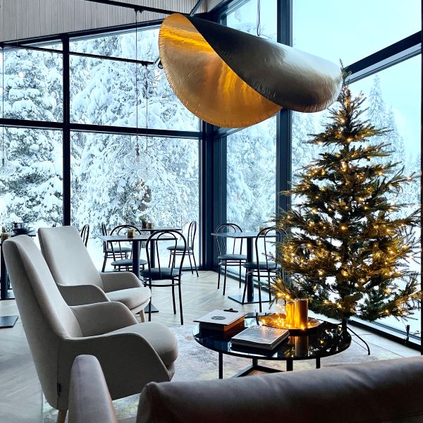 Magical Pond snowy restaurant view